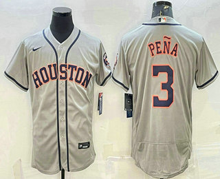 Men's Houston Astros #3 Jeremy Pena Grey Stitched MLB Flex Base Nike Jersey