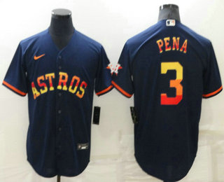 Men's Houston Astros #3 Jeremy Pena Navy Blue Rainbow Stitched MLB Cool Base Nike Jersey