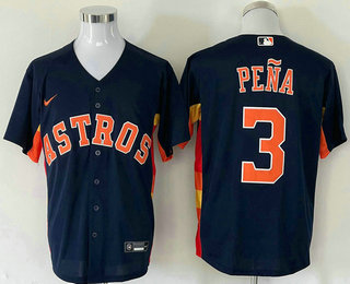 Men's Houston Astros #3 Jeremy Pena Navy Blue Stitched MLB Cool Base Nike Jersey