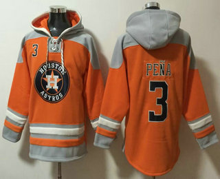 Men's Houston Astros #3 Jeremy Pena Orange Ageless Must Have Lace Up Pullover Hoodie