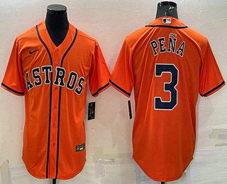 Men's Houston Astros #3 Jeremy Pena Orange Stitched MLB Cool Base Nike Jersey