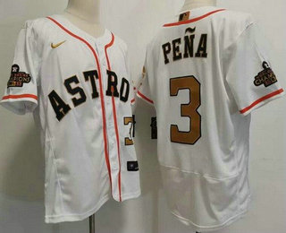 Men's Houston Astros #3 Jeremy Pena White 2023 Gold Collection Authentic Jersey