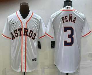 Men's Houston Astros #3 Jeremy Pena White Stitched MLB Cool Base Nike Jersey