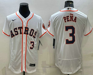 Men's Houston Astros #3 Jeremy Pena White Stitched MLB Flex Base Nike Jersey