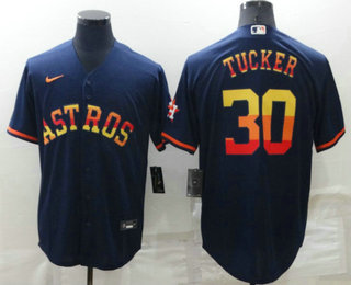 Men's Houston Astros #30 Kyle Tucker Navy Blue Rainbow Stitched MLB Cool Base Nike Jersey