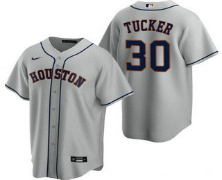 Men's Houston Astros #30 Kyle Tucker Gray Cool Base Jersey