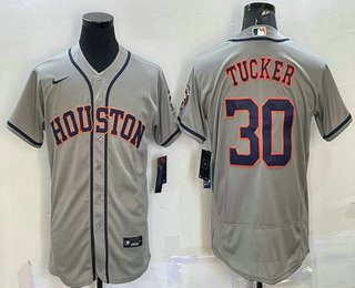 Men's Houston Astros #30 Kyle Tucker Grey Stitched MLB Flex Base Nike Jersey