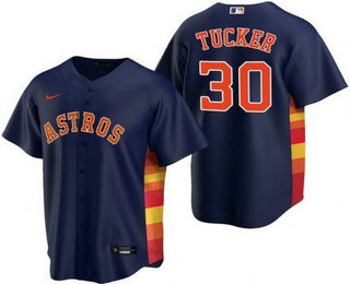 Men's Houston Astros #30 Kyle Tucker Navy Cool Base Jersey