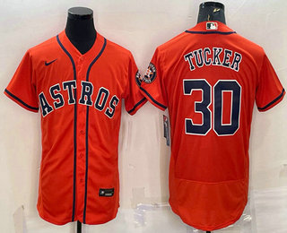 Men's Houston Astros #30 Kyle Tucker Orange Stitched MLB Flex Base Nike Jersey