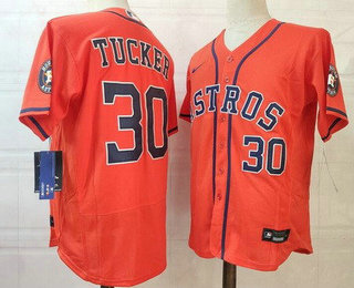 Men's Houston Astros #30 Kyle Tucker Orange Stitched MLB Flex Base Nike Jersey