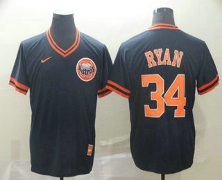 Men's Houston Astros #34 Nolan Ryan Blue Nike Cooperstown Collection Legend V Neck Jersey