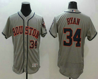 Men's Houston Astros #34 Nolan Ryan Grey Flexbase 2016 MLB Player Jersey