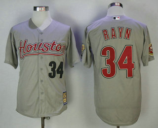 Men's Houston Astros #34 Nolan Ryan Grey with Houston Cooperstown Collection Stitched MLB Majestic Jersey