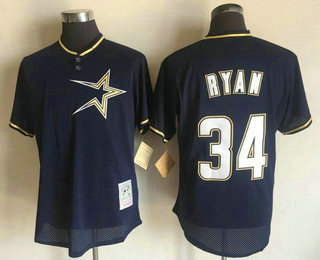 Men's Houston Astros #34 Nolan Ryan Navy Blue Mesh Batting Practice 1997 Throwback Jersey By Mitchell & Ness