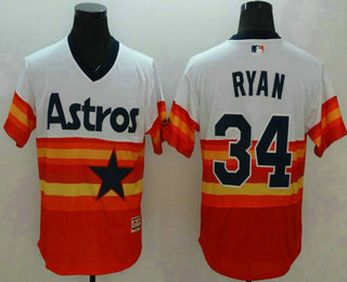 Men's Houston Astros #34 Nolan Ryan Orange With White Flexbase 2016 MLB Player Jersey