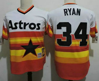 Men's Houston Astros #34 Nolan Ryan Rainbow Stitched MLB Majestic Cool Base Cooperstown Collection Player Jersey