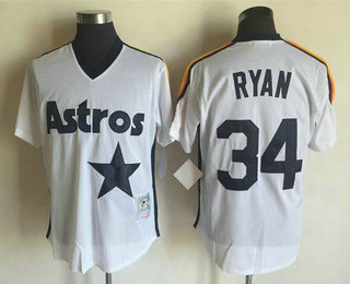 Men's Houston Astros #34 Nolan Ryan White Mesh Batting Practice 1988 Throwback Jersey By Mitchell & Ness