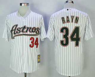 Men's Houston Astros #34 Nolan Ryan White Pinstripe Cooperstown Collection Stitched MLB Majestic Jersey