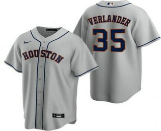 Men's Houston Astros #35 Justin Verlander Gray Cool Base Jersey