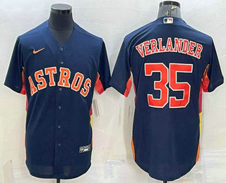 Men's Houston Astros #35 Justin Verlander Navy Blue Stitched MLB Cool Base Nike Jersey