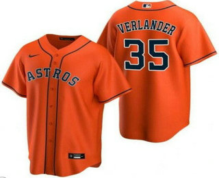 Men's Houston Astros #35 Justin Verlander Orange Cool Base Jersey