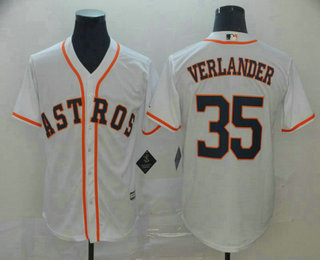 Men's Houston Astros #35 Justin Verlander White Cool Base Stitched Jersey