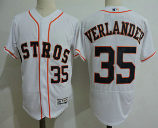 Men's Houston Astros #35 Justin Verlander White Home Stitched MLB Majestic Flex Base Jersey