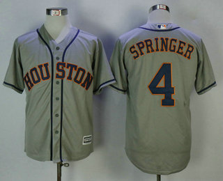 Men's Houston Astros #4 George Springer Gray Road Majestic Cool Base MLB Jersey