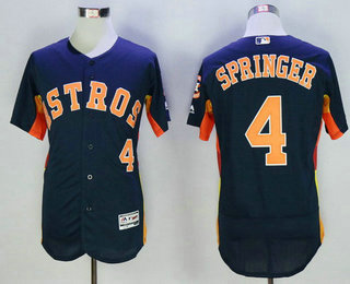 Men's Houston Astros #4 George Springer Navy Blue 2016 Flexbase Majestic Baseball Jersey