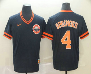 Men's Houston Astros #4 George Springer Navy Blue Nike Cooperstown Collection Legend V Neck Jersey