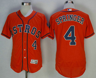 Men's Houston Astros #4 George Springer Orange Stitched MLB Majestic Flex Base Jersey