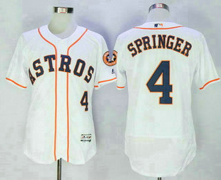 Men's Houston Astros #4 George Springer White Home Stitched MLB 2016 Majestic Flex Base Jersey