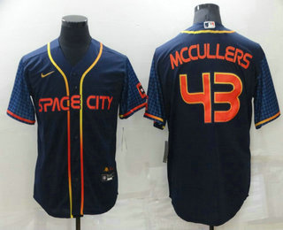 Men's Houston Astros #43 Lance McCullers Jr 2022 Navy Blue City Connect Cool Base Stitched Jersey