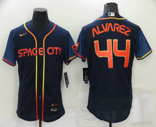 Men's Houston Astros #44 Yordan Alvarez 2022 Navy Blue City Connect Flex Base Stitched Baseball Jersey