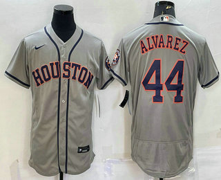 Men's Houston Astros #44 Yordan Alvarez Grey With Patch Stitched MLB Flex Base Nike Jersey