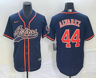 Men's Houston Astros #44 Yordan Alvarez Navy Blue With Patch Cool Base Stitched Baseball Jersey