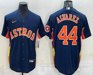 Men's Houston Astros #44 Yordan Alvarez Navy Blue With Patch Stitched MLB Cool Base Nike Jersey