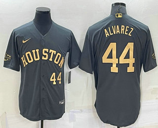 Men's Houston Astros #44 Yordan Alvarez Number Grey 2022 All Star Stitched Cool Base Nike Jersey