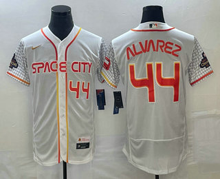 Men's Houston Astros #44 Yordan Alvarez Number White 2023 City Connect Flex Base Stitched Jersey 02