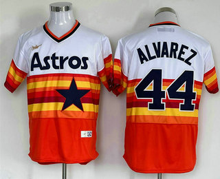 Men's Houston Astros #44 Yordan Alvarez Orange Rainbow Cooperstown Stitched MLB Cool Base Nike Jersey