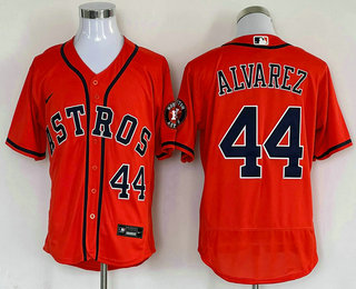 Men's Houston Astros #44 Yordan Alvarez Orange Stitched MLB Flex Base Nike Jersey