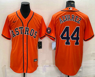 Men's Houston Astros #44 Yordan Alvarez Orange With Patch Stitched MLB Cool Base Nike Jersey