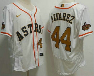 Men's Houston Astros #44 Yordan Alvarez White 2023 Gold Collection Authentic Jersey