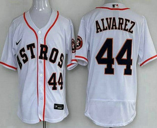 Men's Houston Astros #44 Yordan Alvarez White Stitched MLB Flex Base Nike Jersey