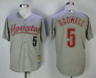 Men's Houston Astros #5 Jeff Bagwell Grey with Houston Cooperstown Collection Stitched MLB Majestic Jersey