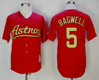 Men's Houston Astros #5 Jeff Bagwell Red with Astros Cooperstown Collection Stitched MLB Majestic Jersey