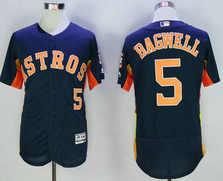 Men's Houston Astros #5 Jeff Bagwell Retired Navy Blue 2016 Flexbase Majestic Baseball Jersey