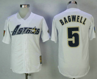 Men's Houston Astros #5 Jeff Bagwell White with Astros Cooperstown Collection Stitched MLB Majestic Jersey