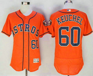 Men's Houston Astros #60 Dallas Keuchel Orange Stitched MLB 2016 Majestic Flex Base Jersey