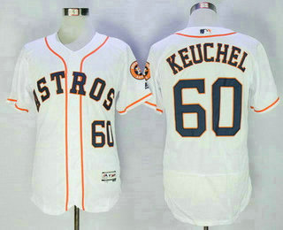 Men's Houston Astros #60 Dallas Keuchel White Home Stitched MLB 2016 Majestic Flex Base Jersey